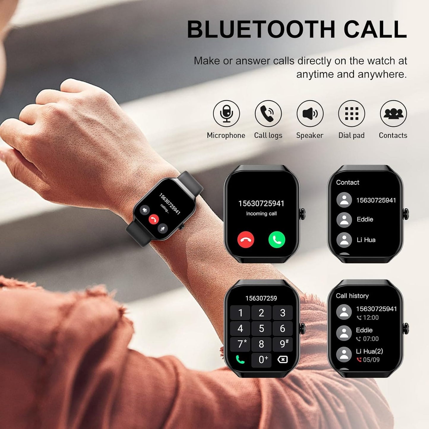Montre Connectée TitanFit X - Appels Bluetooth, 113+ Modes Sport, Suivi Santé, Étanche IP68, Écran HD 1.96"