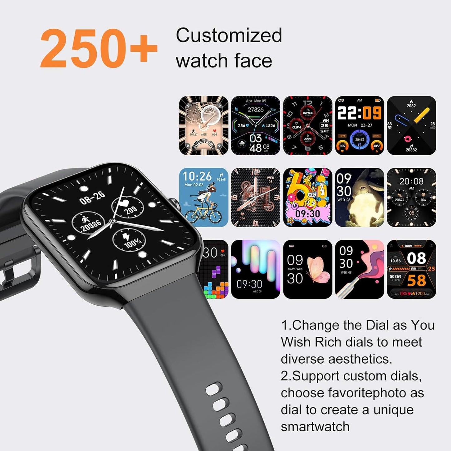 Montre Connectée TitanFit X - Appels Bluetooth, 113+ Modes Sport, Suivi Santé, Étanche IP68, Écran HD 1.96"