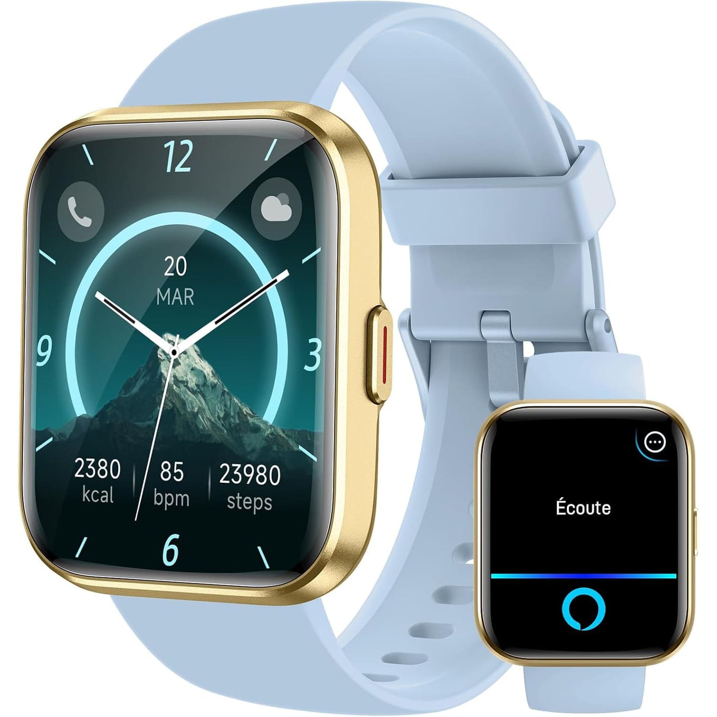 Montre Connectée LumiFit X - 1.8" avec Alexa, Appels Bluetooth, Suivi Santé, 100 Modes Sport, Étanche IP68