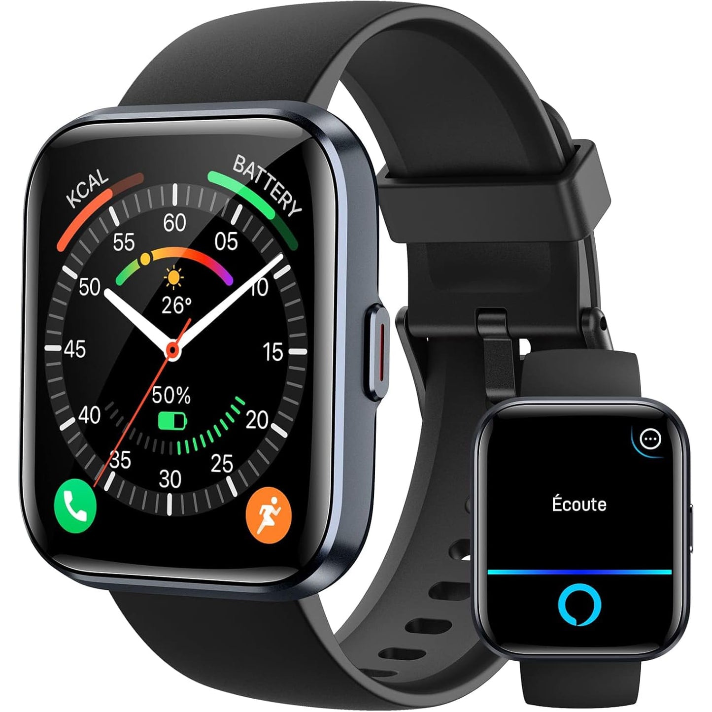 Montre Connectée LumiFit X - 1.8" avec Alexa, Appels Bluetooth, Suivi Santé, 100 Modes Sport, Étanche IP68