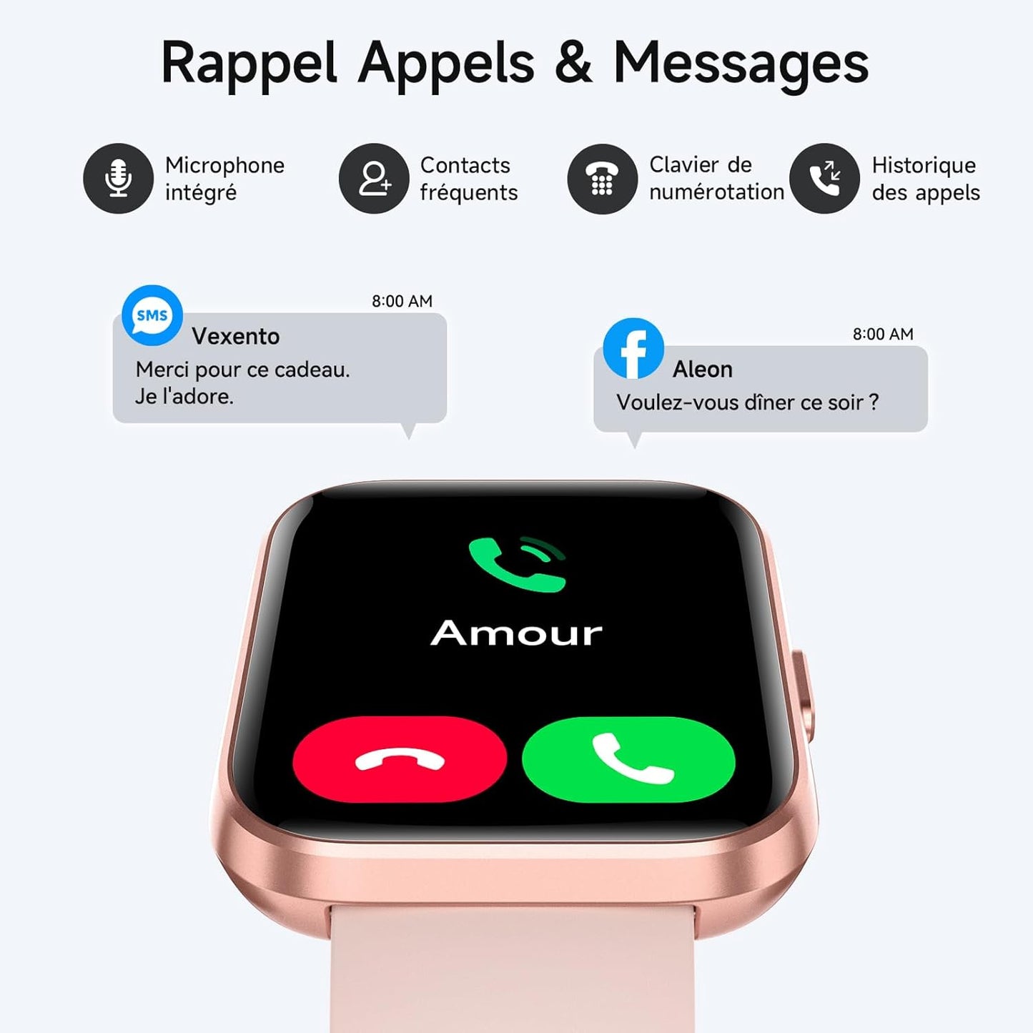 Montre Connectée LumiFit X - 1.8" avec Alexa, Appels Bluetooth, Suivi Santé, 100 Modes Sport, Étanche IP68