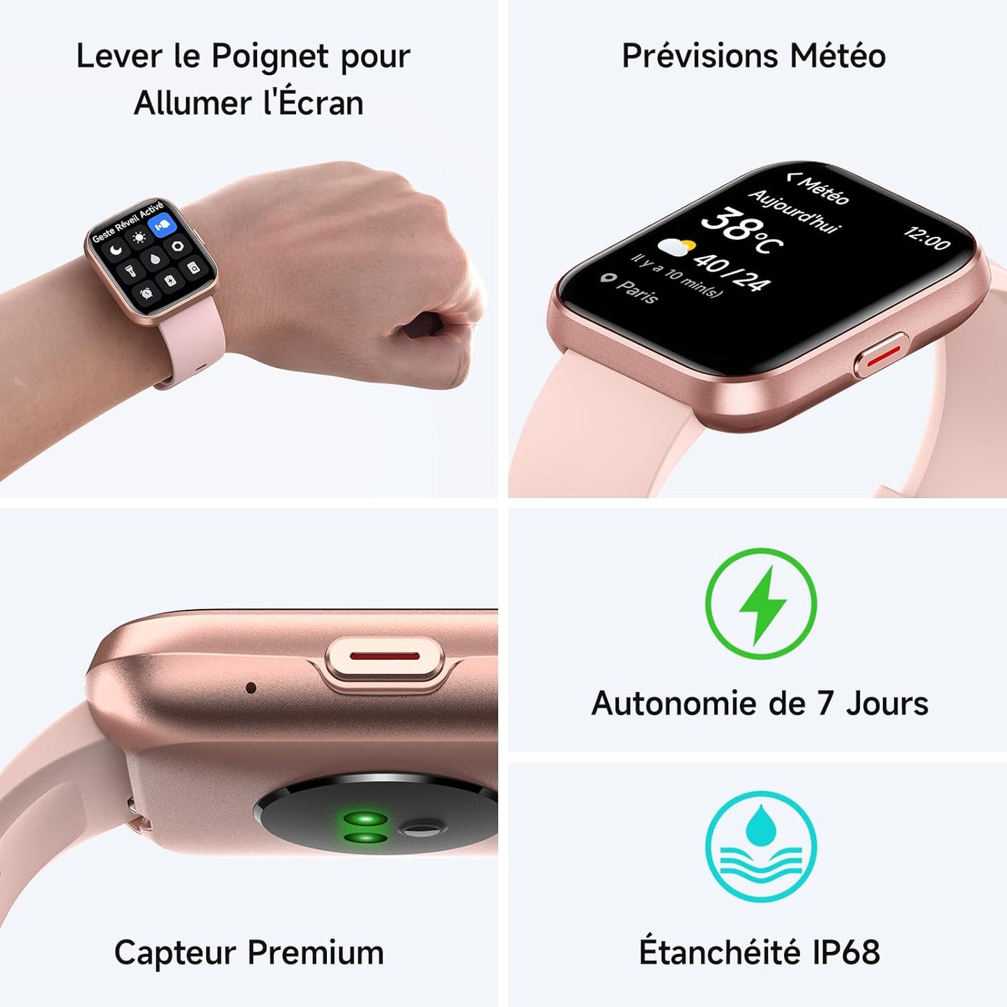 Montre Connectée LumiFit X - 1.8" avec Alexa, Appels Bluetooth, Suivi Santé, 100 Modes Sport, Étanche IP68