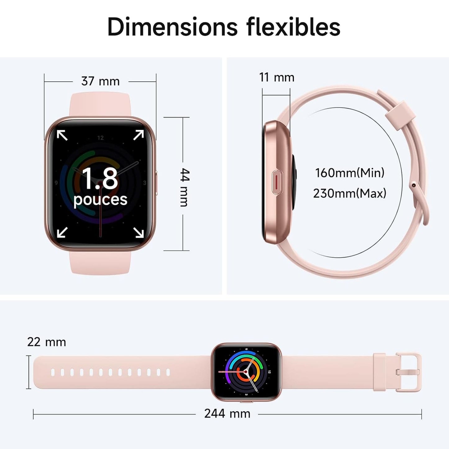 Montre Connectée LumiFit X - 1.8" avec Alexa, Appels Bluetooth, Suivi Santé, 100 Modes Sport, Étanche IP68