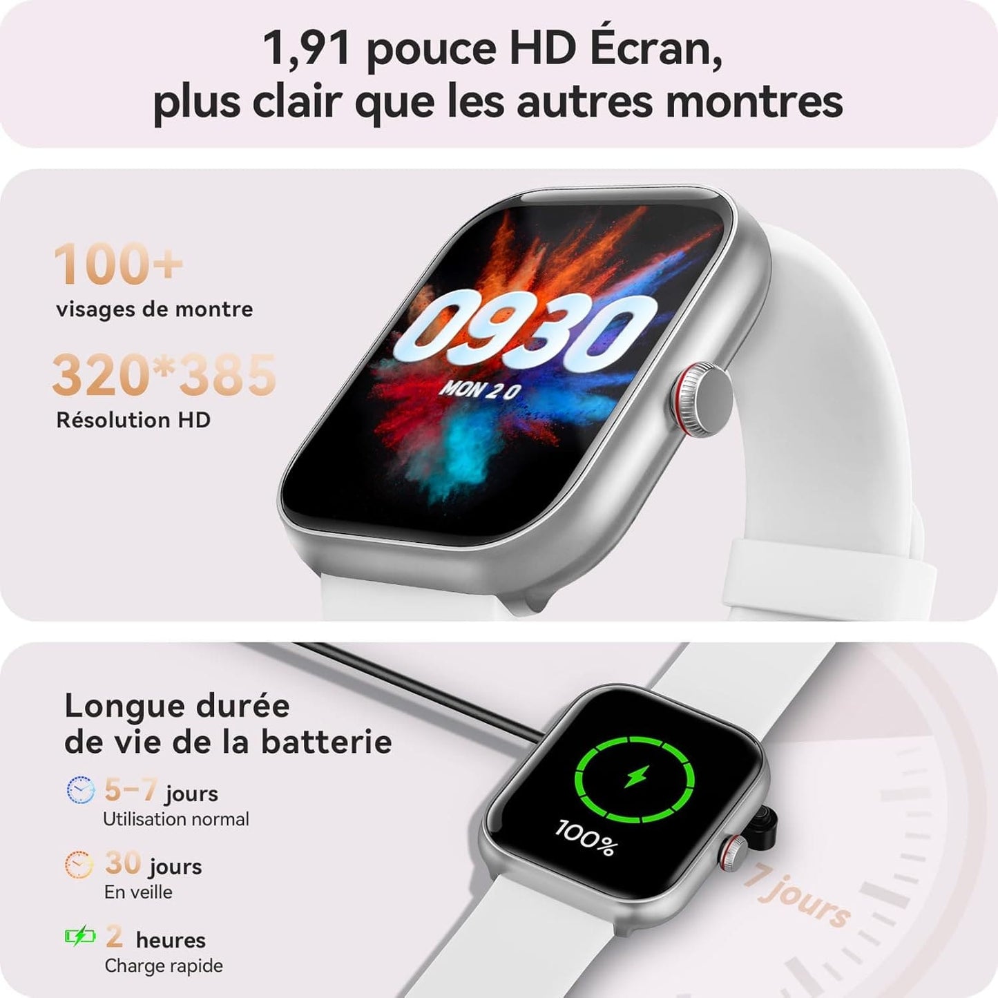 Montre Connectée NeoFit - Appels Bluetooth, Alexa, SpO2, Podomètre, Étanche IP68